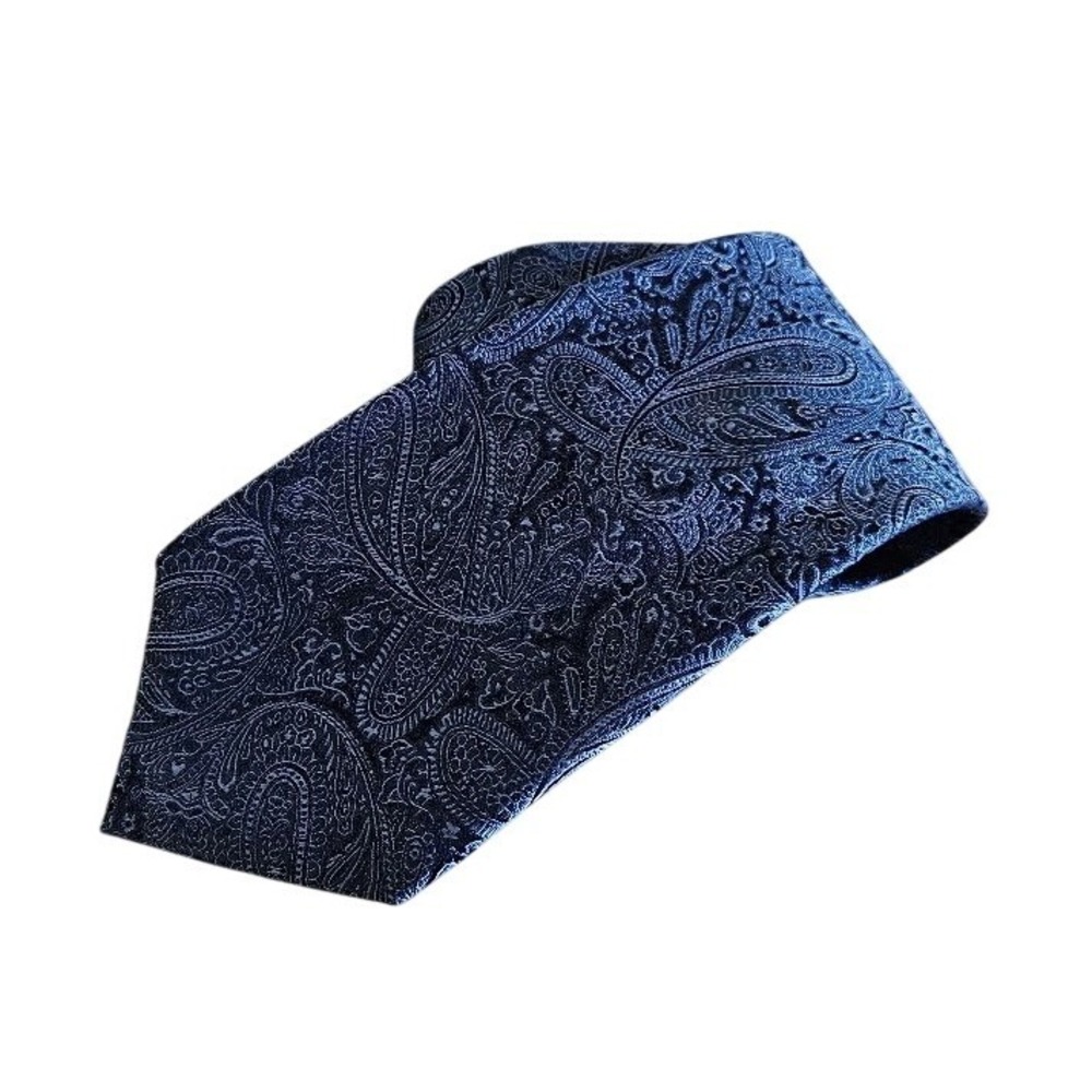 Countess Mara Mens Blue Paisley Silk Necktie Handmade Formal Business Tie